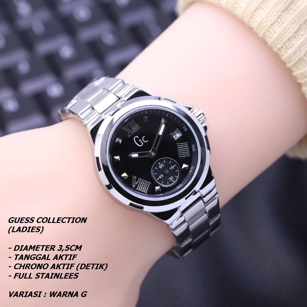 JAM TANGAN WANITA GC RANTAI BODY BULAT TANGGAL &amp; CHRONO AKTIF