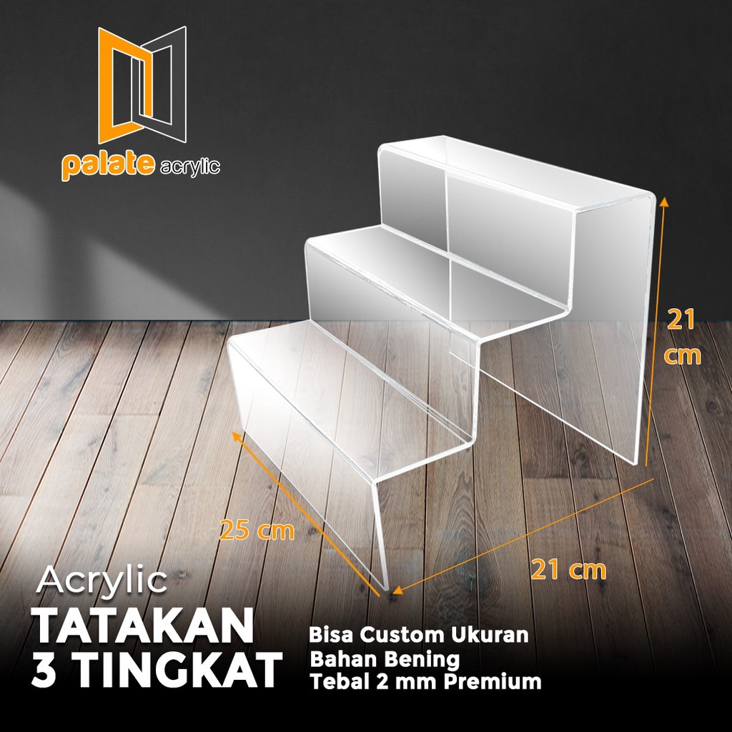 AKRILIK DUDUKAN / ACRYLIC DISPLAY SEPATU / TAS 3 TINGKAT - 2MM