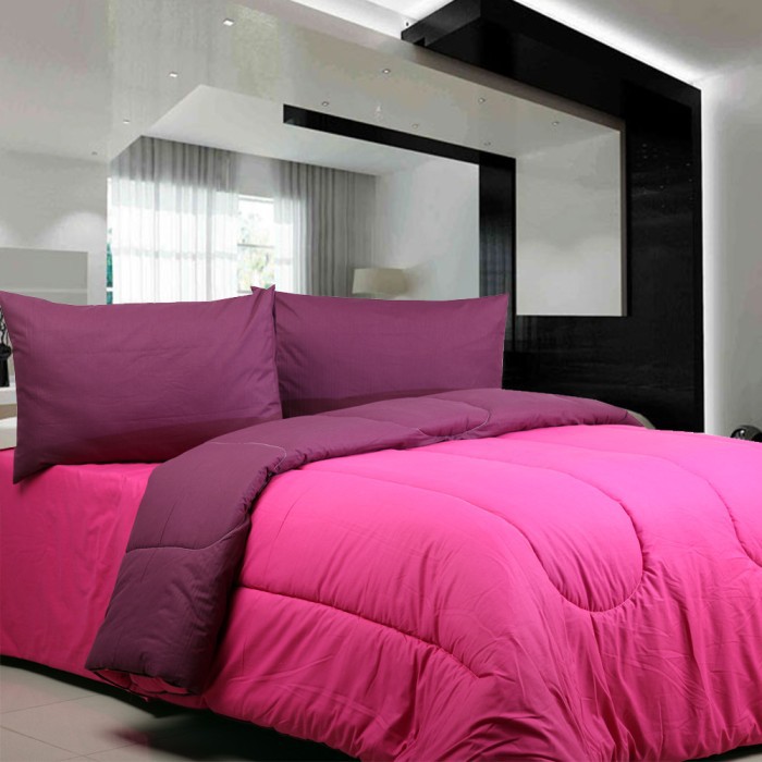 Sierra Bedcover dan Sprei 160x200x20 Polos fanta x ungu terong