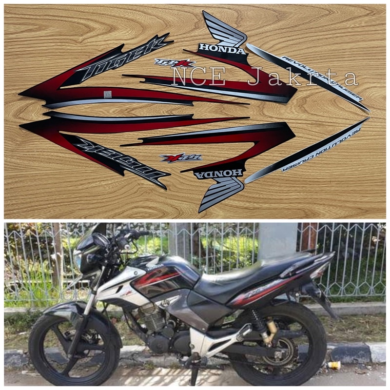 STIKER STRIPING HONDA TIGER 2008 2009 HITAM LIS MERAH