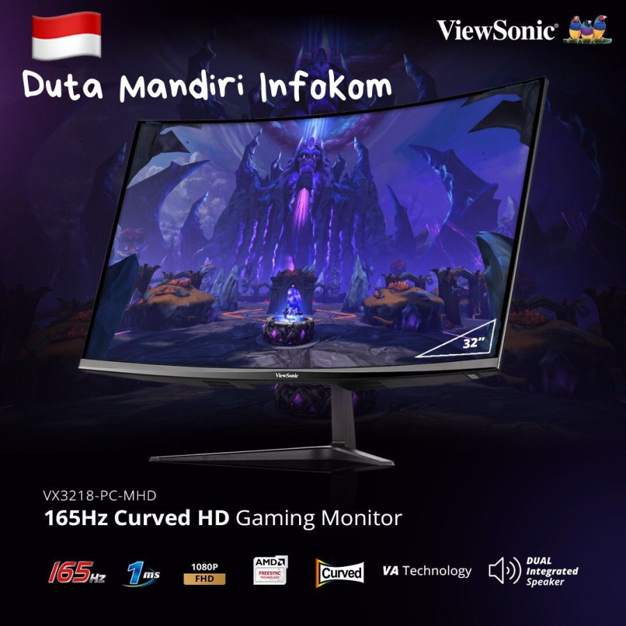 ViewSonic VX3218 PC MHD 32" Inch Curved FHD 165Hz 1ms FreeSync Monitor