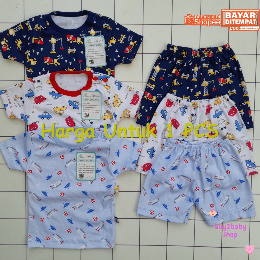 Setelan kaos celana pendek animal series colors Little Owl 3-24 Bulan 1 PCS