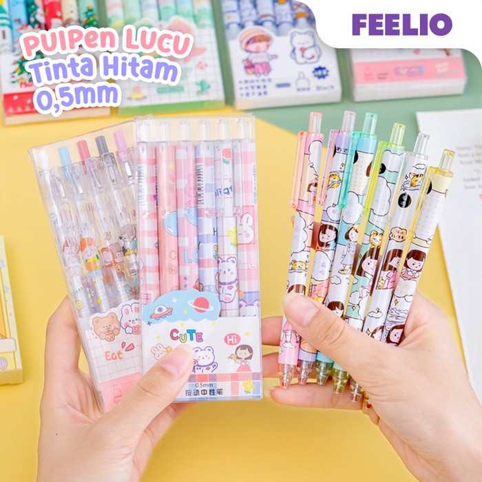 

Gaya Pulpen Gel Motif 1 Set 6 Lucu/ Bolpen Gel Karakter At10 Berkualitas