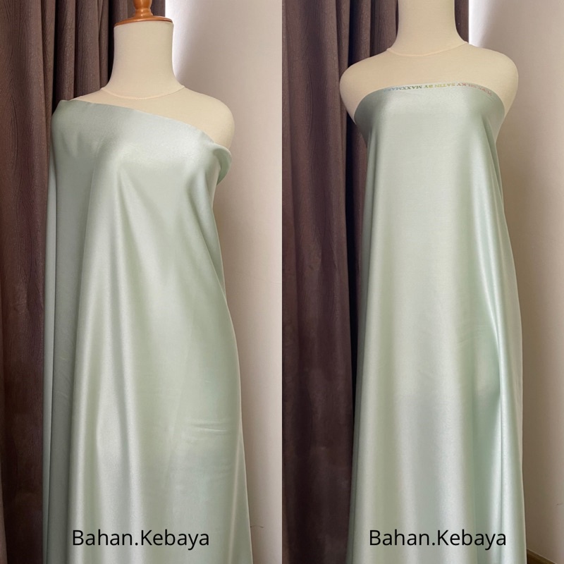 Bahan Satin Saten Maxmara Silk Lux Premium Meteran Mewah Warna Hijau Mint Min