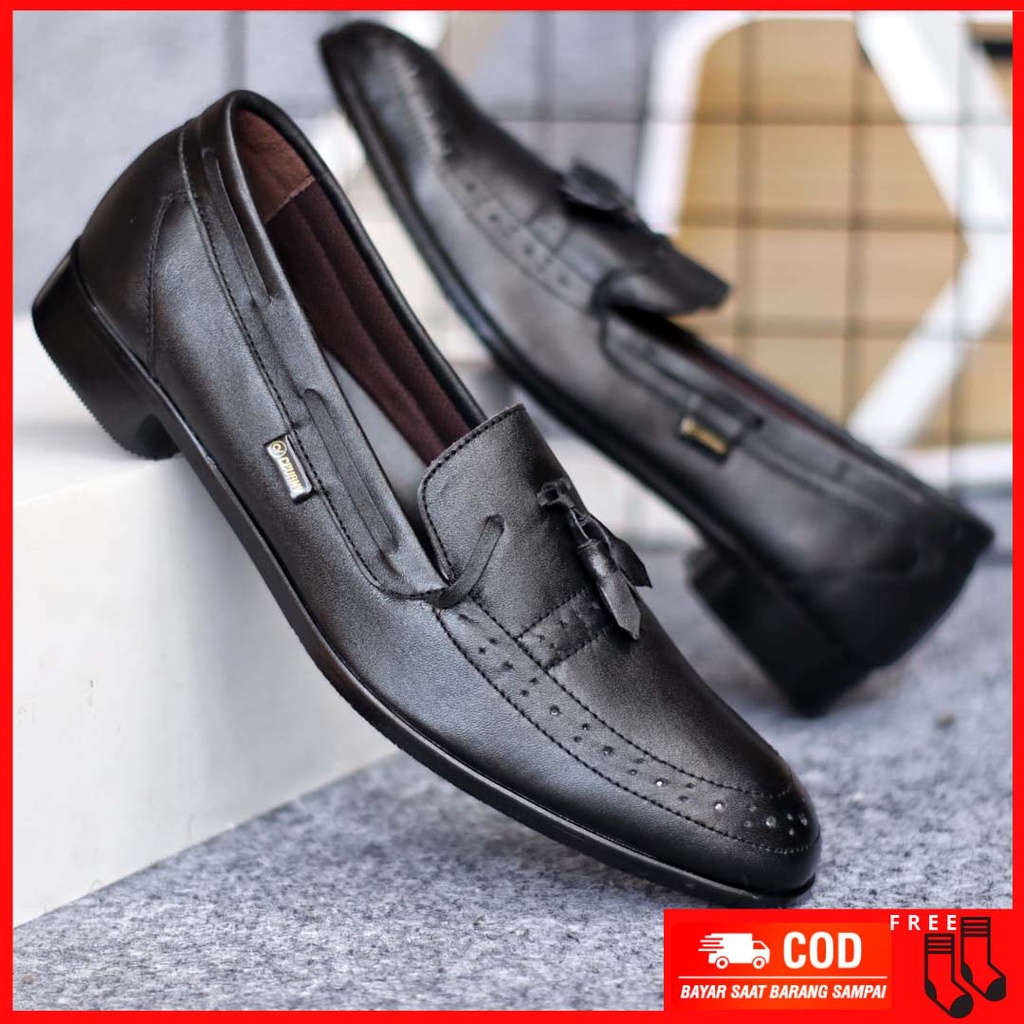 MOLK|Sepatu Formal Pantofel Pria Hitam Kulit Asli Kerja Kantoran Original
