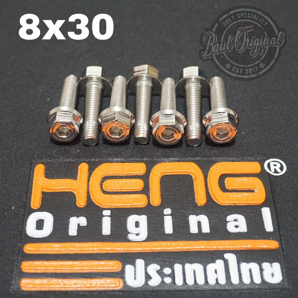 baut probolt 2kunci 2 kunci stainless 8x30 drat 12 panjang 3cm original heng thailand silver