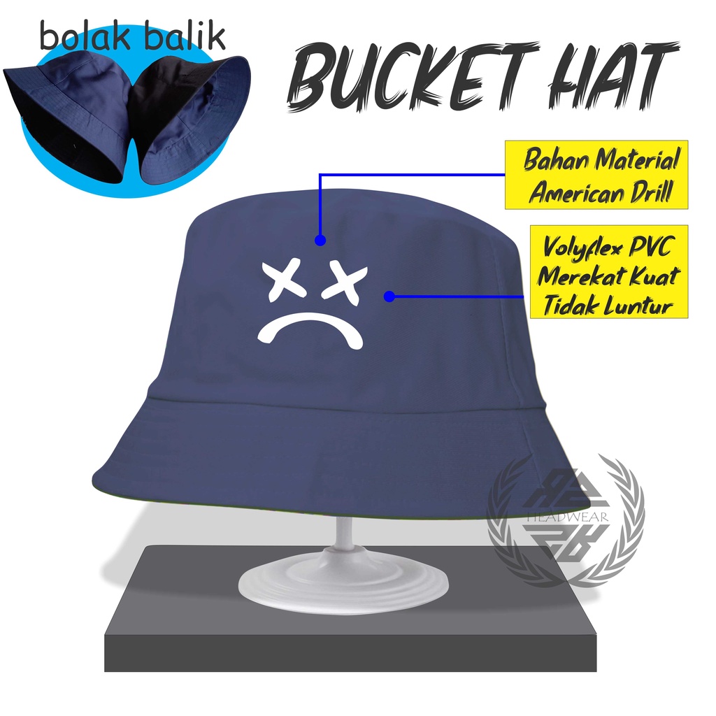 Bucket Hat Wanita Buket Hat Logo Sablon Premium sad