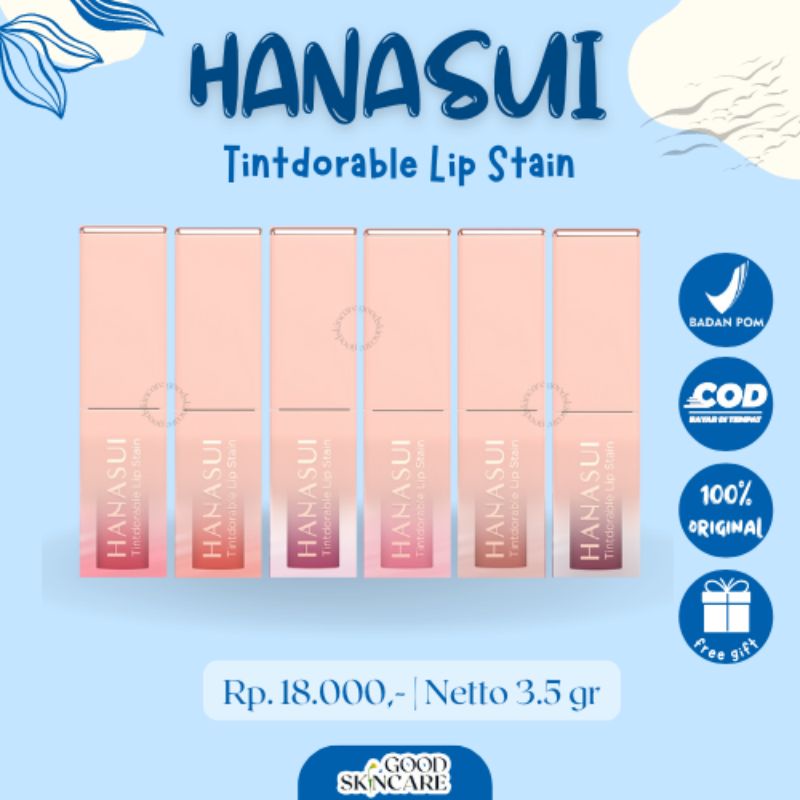 [READY STOCK] Hanasui Tint Adorable Lip Stain | Lip with Vitamen E & Hydrolized Milk Protein | NEW S