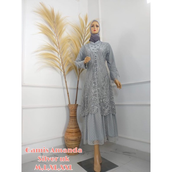 GAMIS AMANDA // BAHAN TILLE PREMIUM KOMBINASI TILLE DOTTY PLUS HIASAN PAYET MUTIARA // KODE DJ