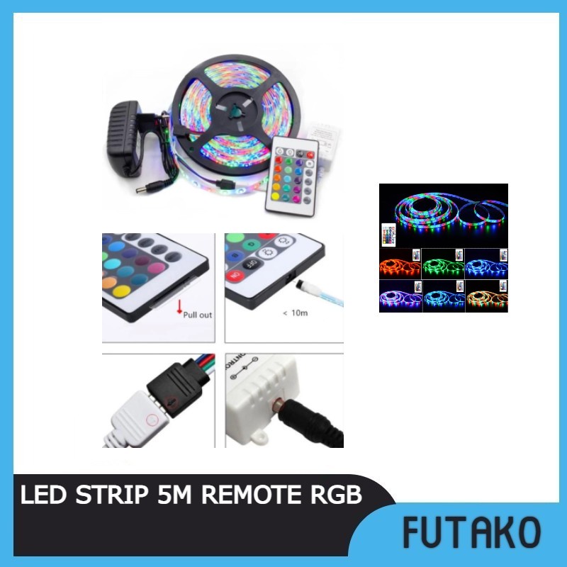 FUTAKO Led Strip 5M Remote RGB Warna Warni Kelap Kelip