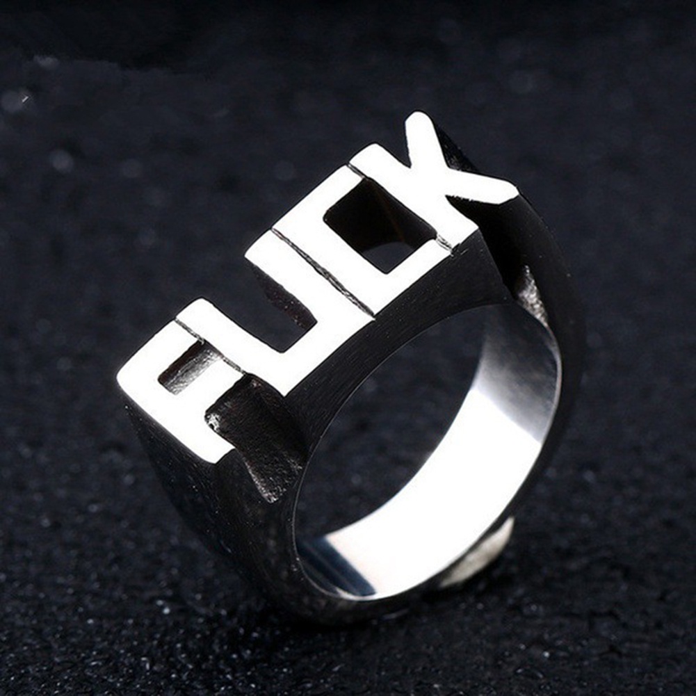 Hu Hu Hu Hu Hu Alat Bantu Pasang Kacamata♡ Cincin Bahan Stainless Steel Gaya Punk Hip-Hop Untuk Pria Dan Wanita