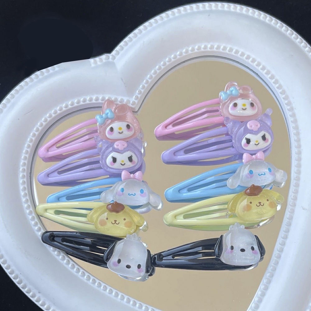 5pcs Jepit Rambut Desain Kartun Sanrio Kuromi Melody Untuk Anak Perempuan