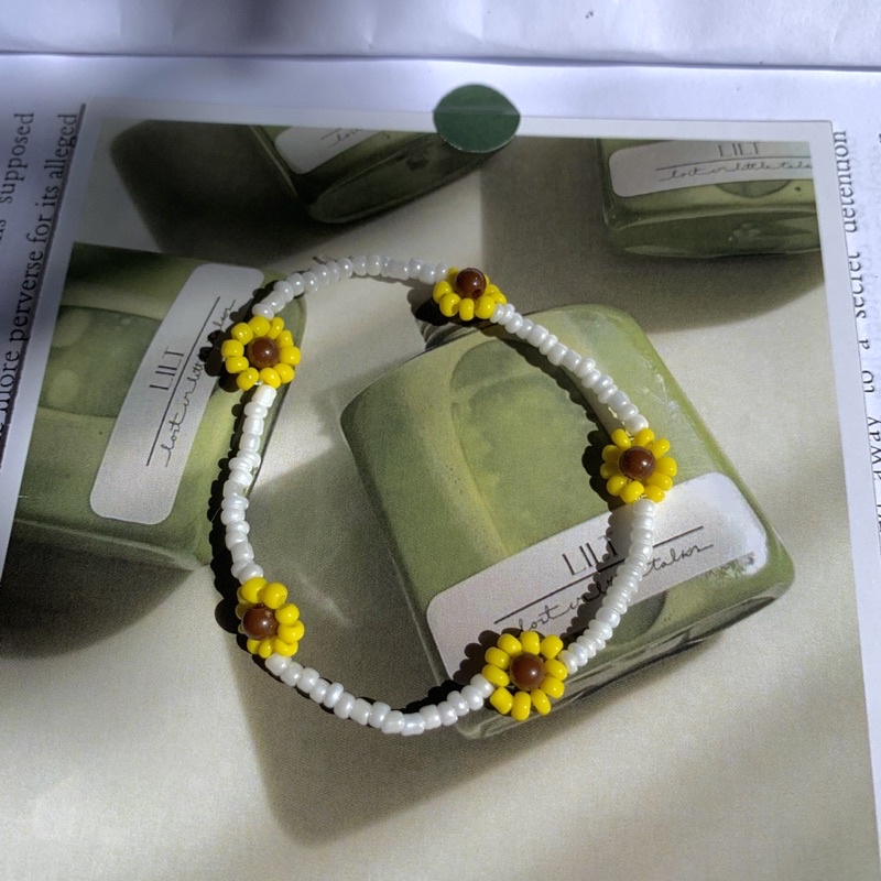 gelang manik bunga matahari / sun flowers / gelang korea / korean beads