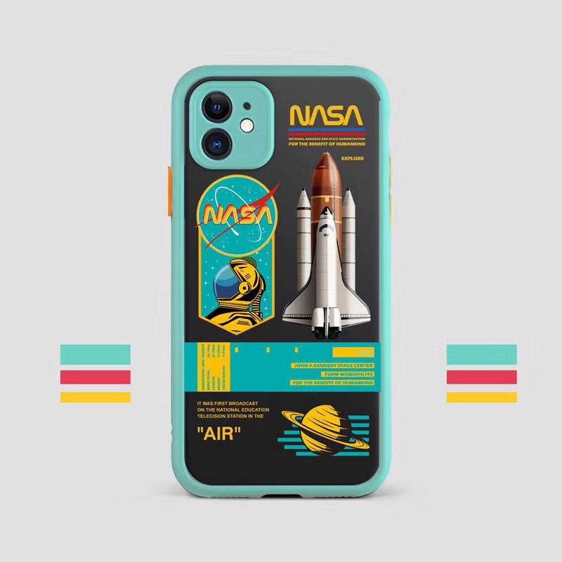 Casing Oppo Reno 5 Reno 4 F A54 A15 A15s A92 A53 2020 A3s A5 2020 A9 2020 A11 A1k A5s A11K A12 A33 2020 A7 A52 A72 A31 2020 F9 F9pro F11 Vivo Y30 Y50 Y15 Y12 Y17 Y30i Narzo20 Camera Protection Tide Brand NASA Skin Feel Phone Case-Y3（Blue）