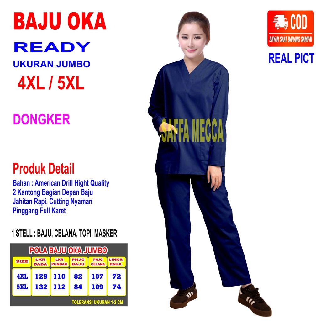 JUMBO Baju OK   Baju OKA   Scrub Perawat 4XL dan 5XL Lengan Panjang