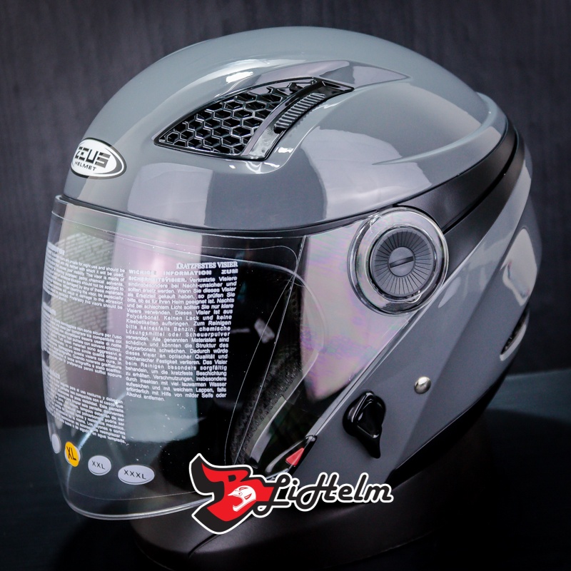 HELM ZEUS ZS610 GREY 11C | ZS-610 HALF FACE HELMET SNI | ZS 610 DOUBLE VISOR
