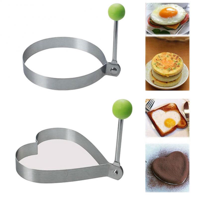 Cetakan Telur Goreng / Pancake / Omelet Bentuk Bunga / Hati / Bulat / Pentagram Bahan Stainless Steel