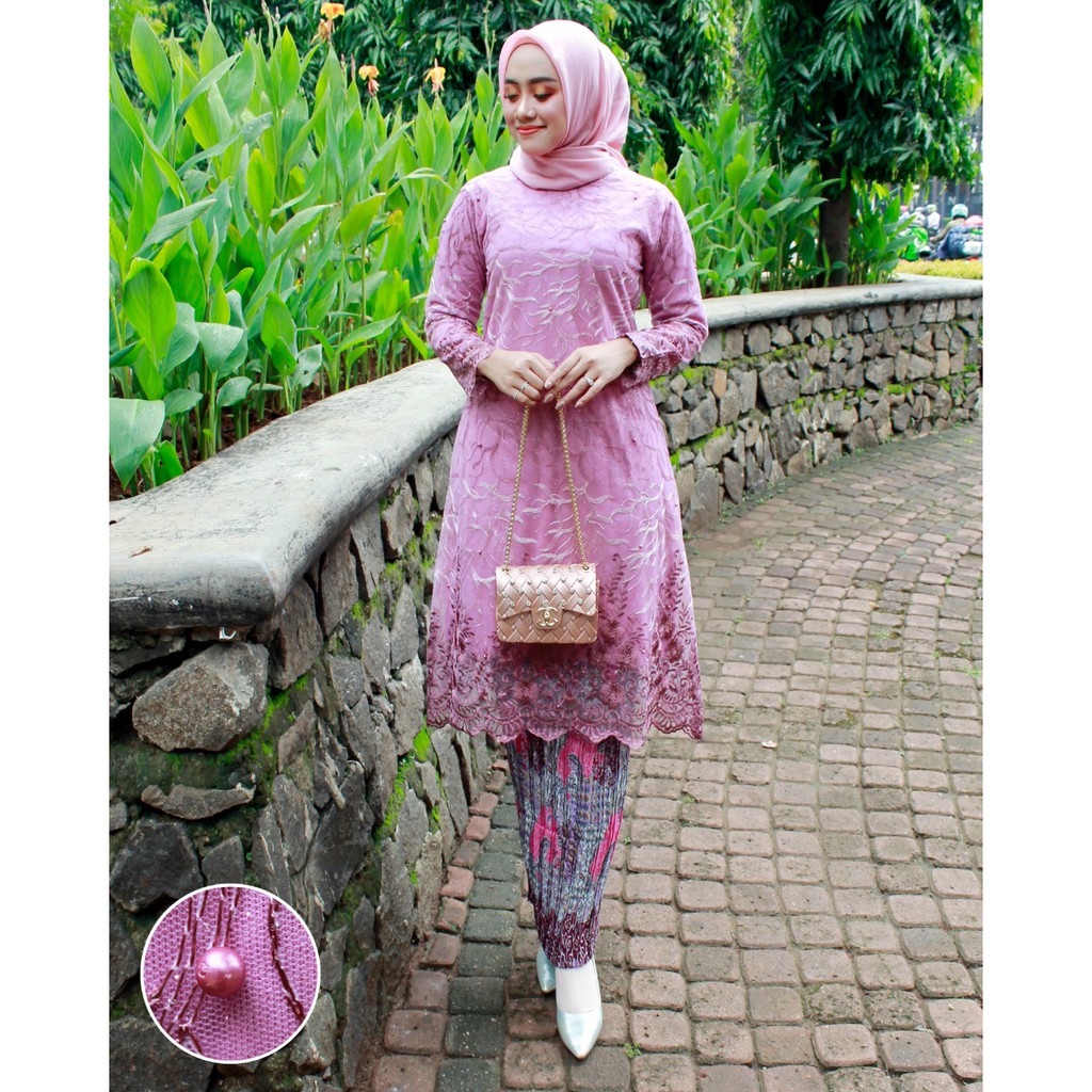 KEM&gt; KEBAYA TUNIK ISYANA / TULLE BORDIR IMPORT / BAJU KEBAYA MODERN / KEBAYA WANITA PESTA DAN WISUDA