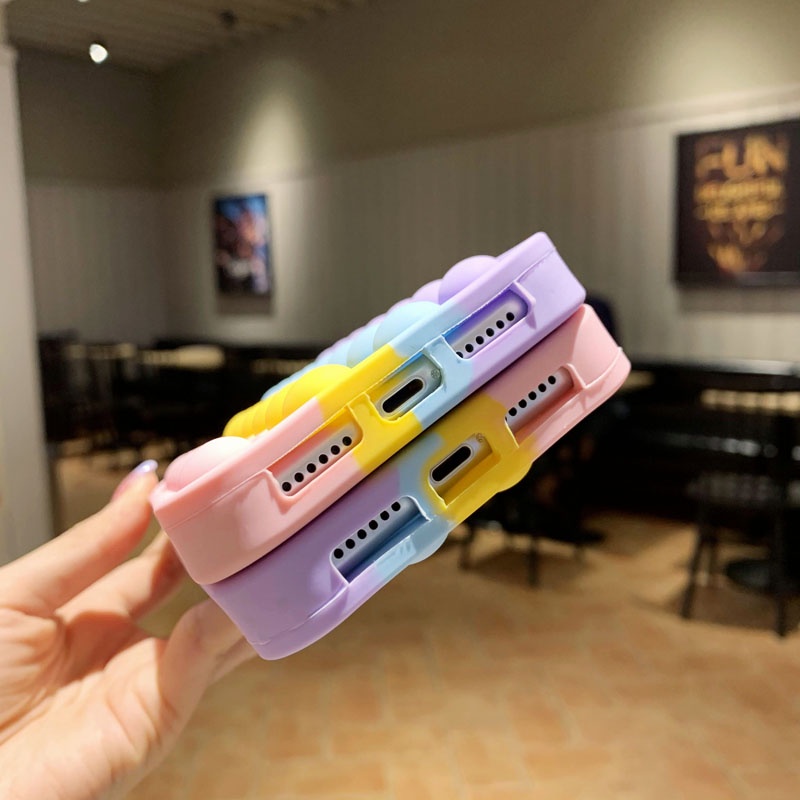 Rainbow Press Bubble Soft Case OPPO A31 A5 A9 A53 A33 2020 A57 A39 F1S A52 A92 A54 A16 A55 F3 A91 F1 Plus A3S A7 A5S A12 A11K F9 Pro F11 C1 Casing VIVO V5S V5 V9 Y19 Y11 Y12 Y15 Y17 Y12i V11i Y93 Y91C Y55 Y55S Y55L