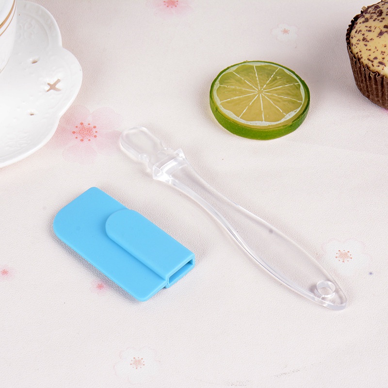 1Pc Random Color Silicone Cake Cream Spatula with Crystal Transparent Handle/Creamy Butter Mixing Scraper/Kitchen Baking Tools