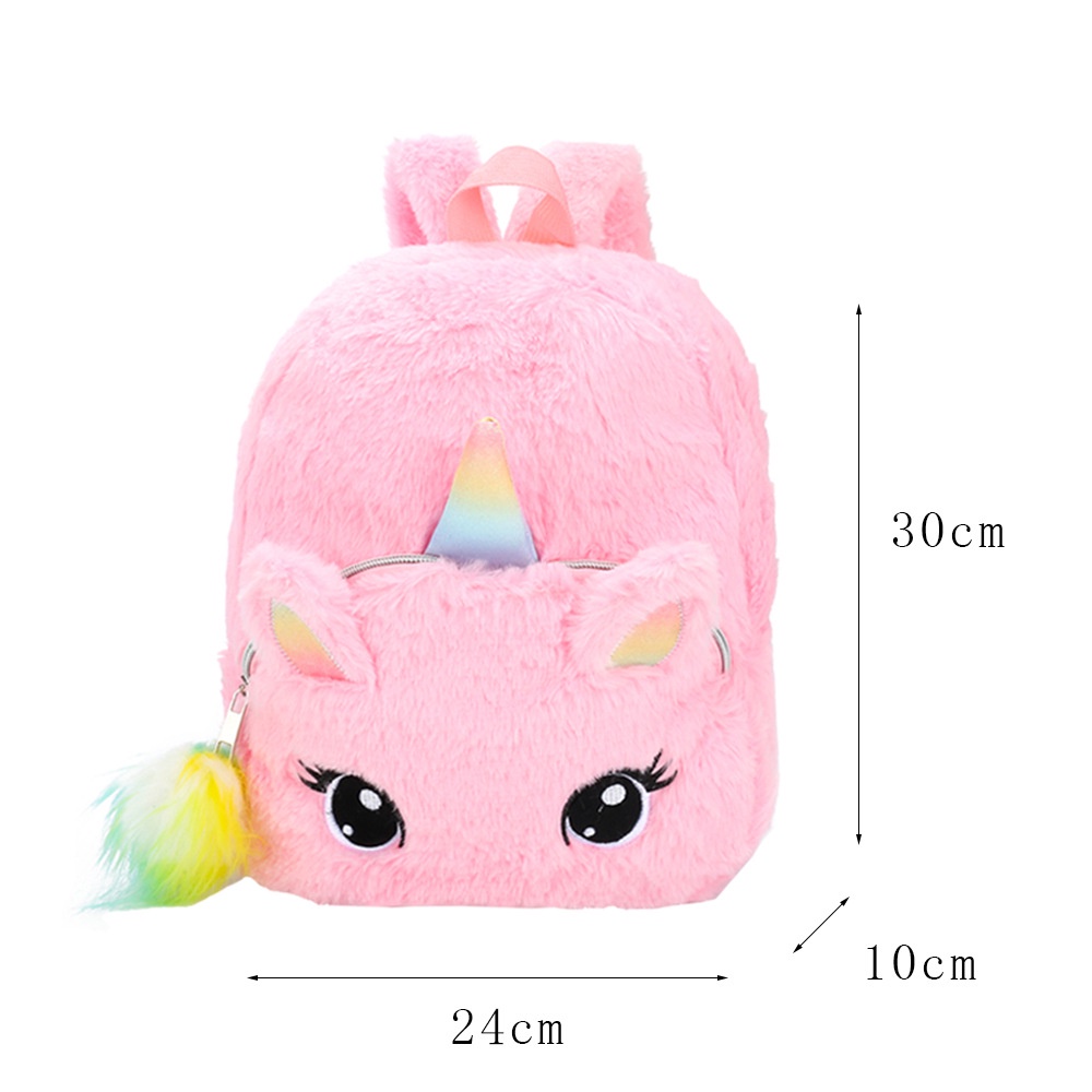 Tas Wanita Ransel Anak Backpack Cute Unicorn Color Large Bahan Plush