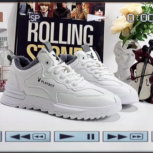 Playboy Sepatu Pria 2022  Tren    Beludru Hangat Kapas Sepatu Pria Kulit Kasual Sepatu Putih