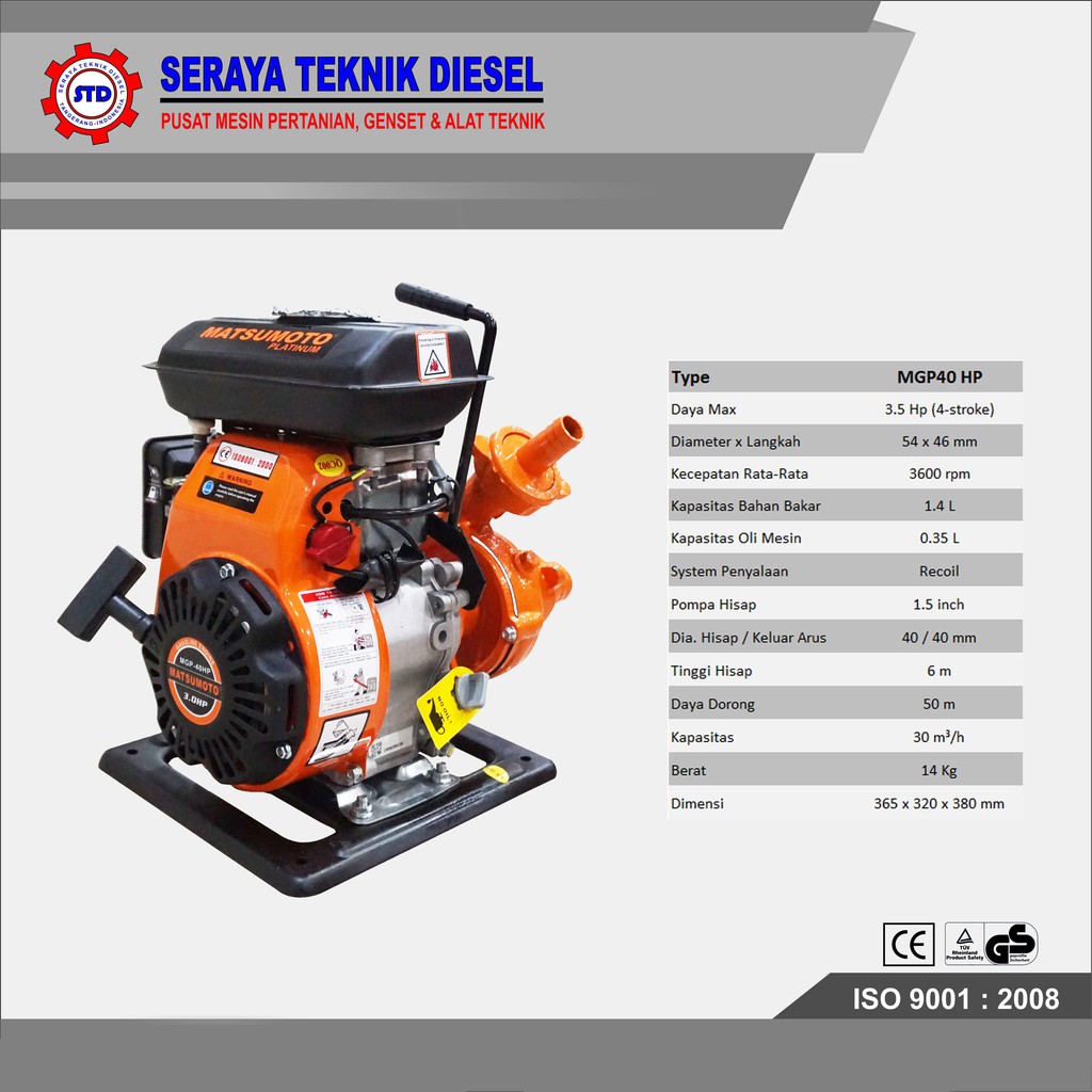 Pompa Pemadam Jinjing 1.5 inch MATSUMOTO MGP40HP