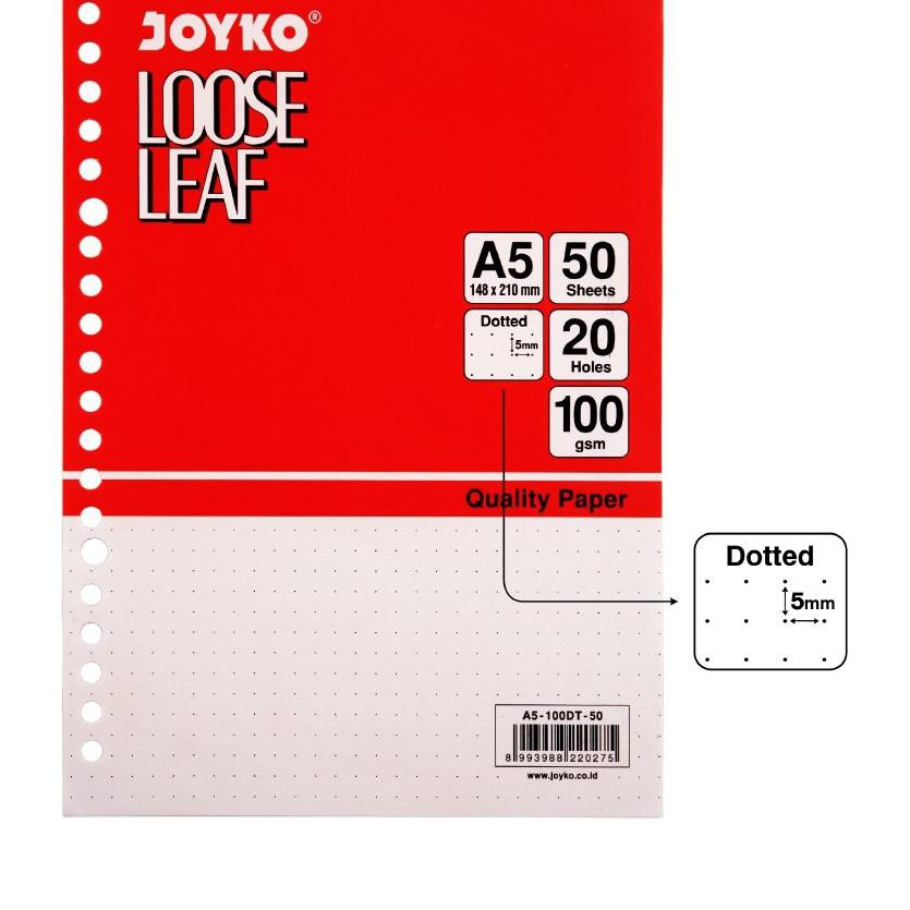 

Gratis Ongkir!! KODE-597 KERTAS FILE/LOOSE LEAF A5 merk JOYKO isi 50-DOTTED