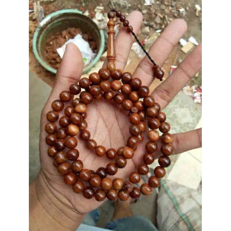 Tasbih Kayu Kokka ASLI Turki Arab Mekah ASLI Original ukuran Besar Jumbo 10mm 99 Butir Coklat by RIZ