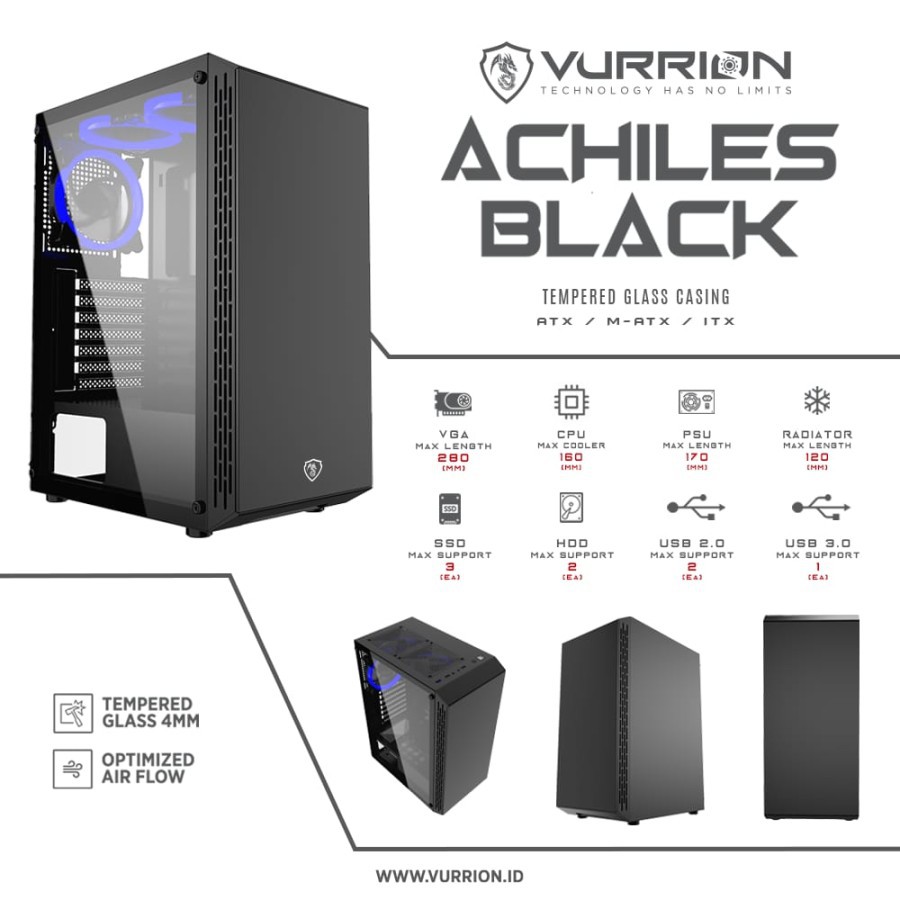 Casing Gaming VURRION ACHILES BLACK - Casing VURRION