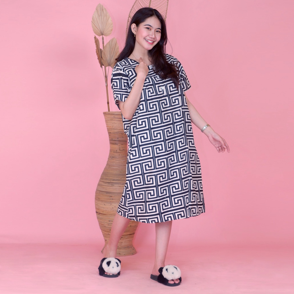 Daster JUMBO XXL Batik, Motif Acak / Campur, Leher Kancing Bumil Busui , Batik Warna-DJ Labirin