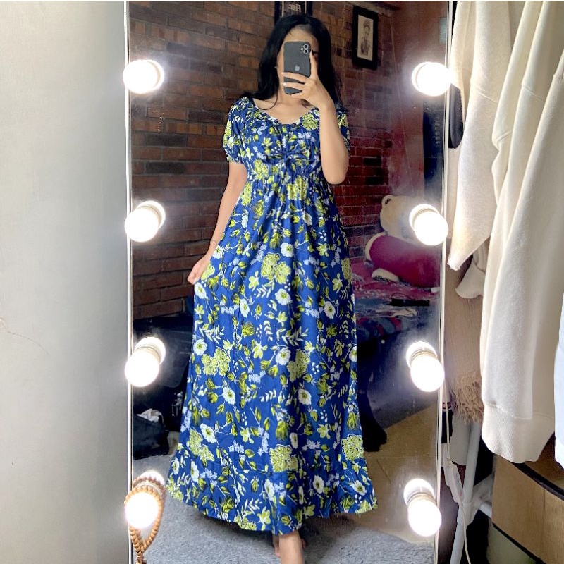 Dress Serut Casandra / Daster Bali-Casandra Lilly Blue