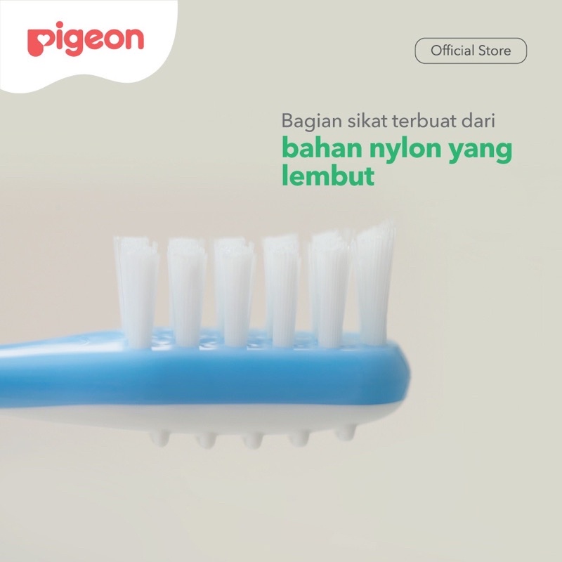 Pigeon Tooth Brush Baby Toothbrush Lesson 1 2 3 Pigeon Sikat Gigi Bayi Tahap 1 2 3 Silikon Lembut + Stopper Anti Sedak