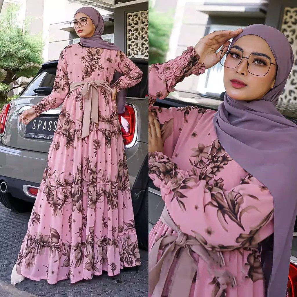 Mei Maxi DRESS HOMEY GAMIS KATUN MONALISA MOTIF Pakaian Muslim Pakaian Wanita