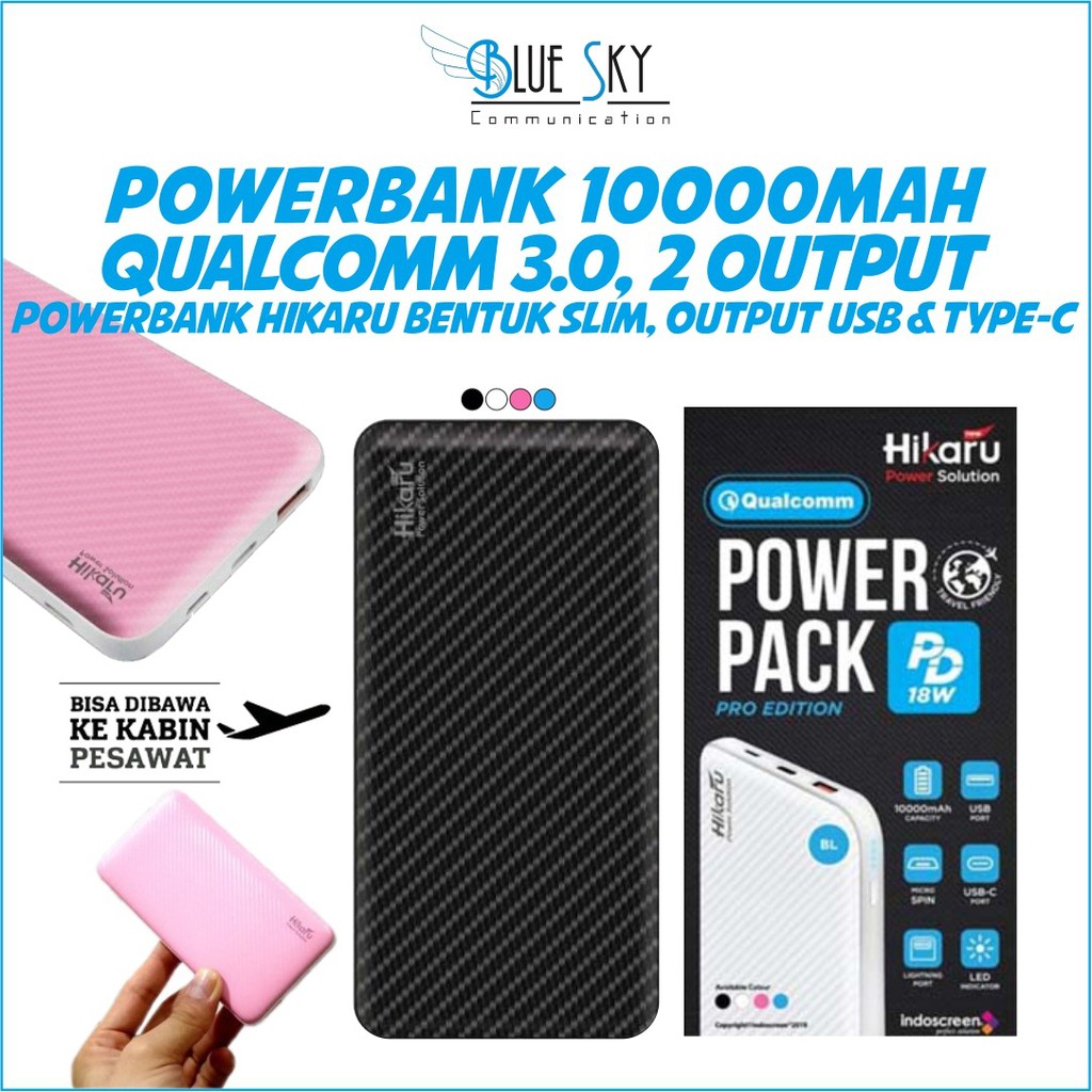 POWERBANK HIKARU PRO EDITION PD18 PORTABLE 10000MAH QUALCOMM 3.0