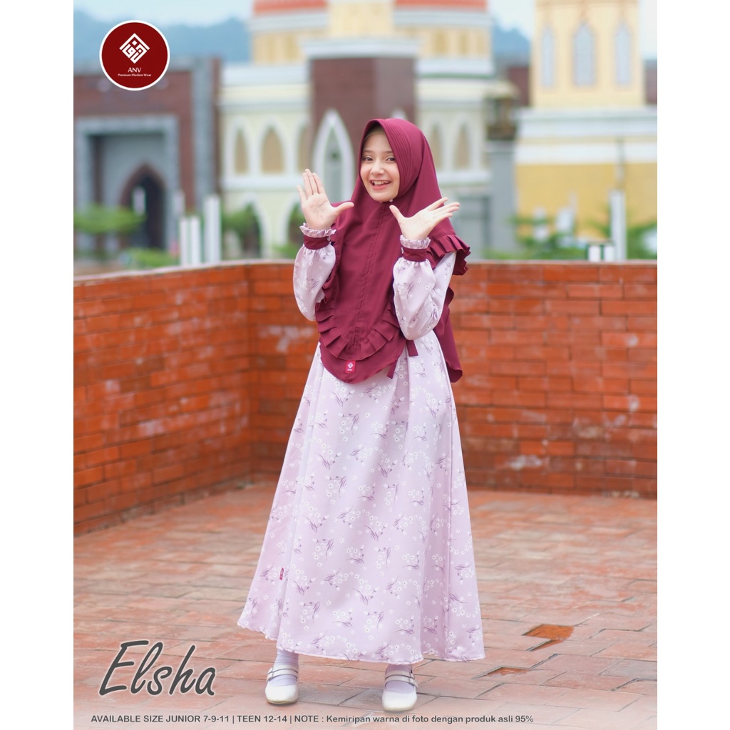 SUPER SALE Gamis ELSHA GAMIS Anak dan Remaja BAHAN SHAKILLA PREMIUM  SIZE 9 THN WARNA MAROON DAN HIJ