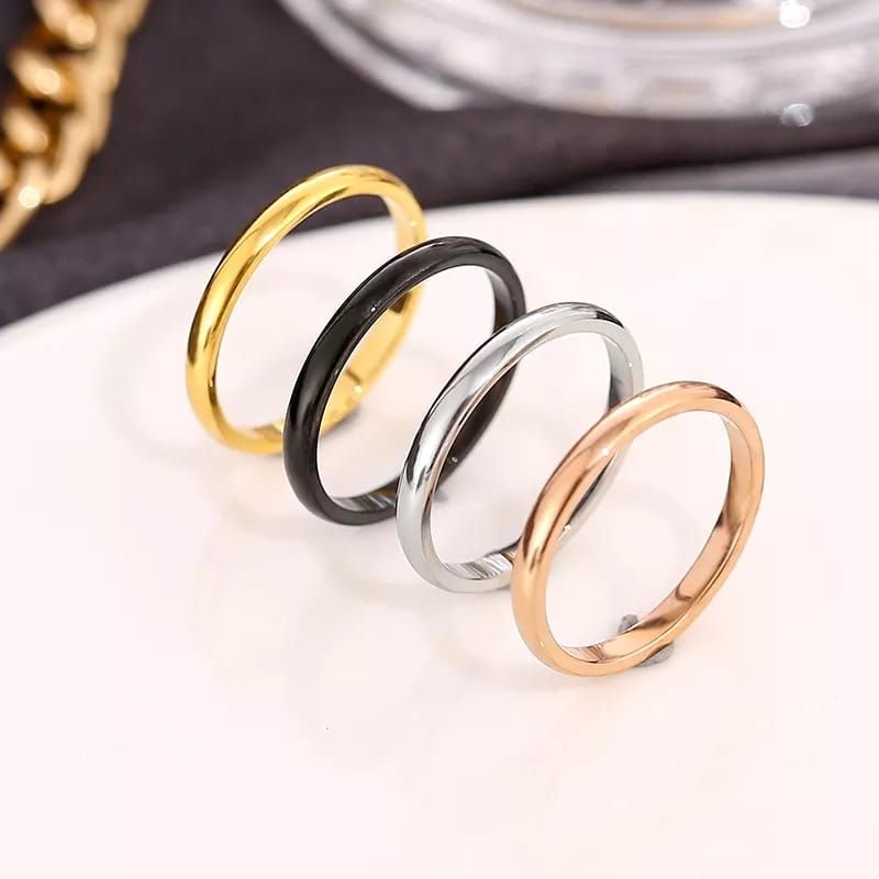 Cincin Polos Tunangan 3mm Cincin Nikah Pria dan Wanita Titanium