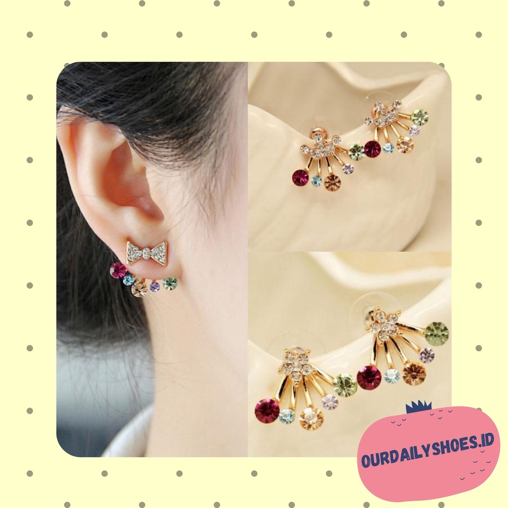 ★ODS★ FA88 Anting Tindik Mini Wanita RAINBOW  Korea Fashion Women Earring Giwang Aksesoris kekinian