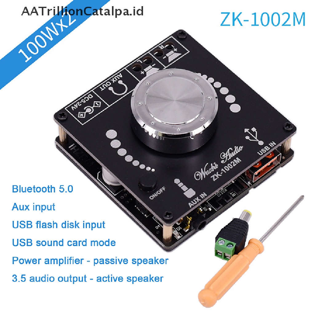 Aatrillioncatalpa ZK-1002M 100W + 100W Papan Amplifier Power Audio Stereo Bluetooth 5.0