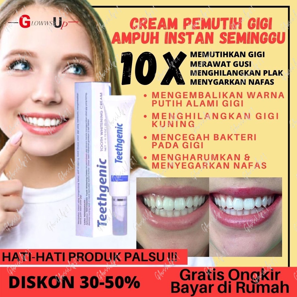 Pemutih Gigi Kuning Teethgenic Tooth Whitening Cream By Ertos Cream Pemutih Gigi Perwatan Gigi