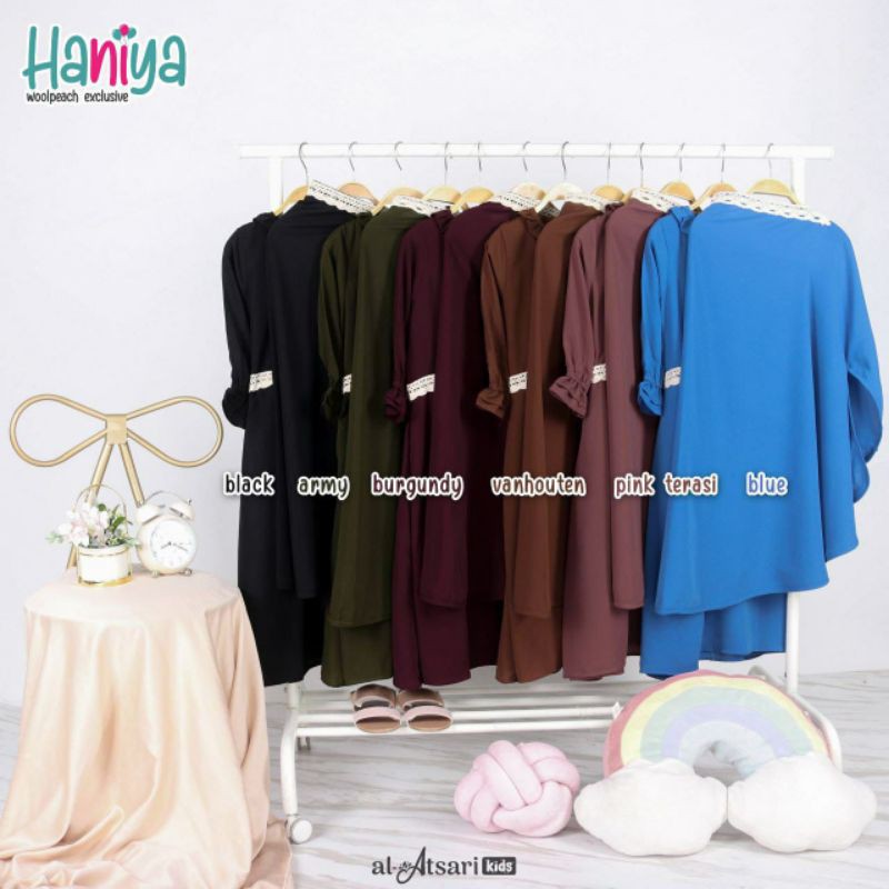 (Size M) Set Haniya Gamis Al-Atsari Kids/ Gamis Anak Syari