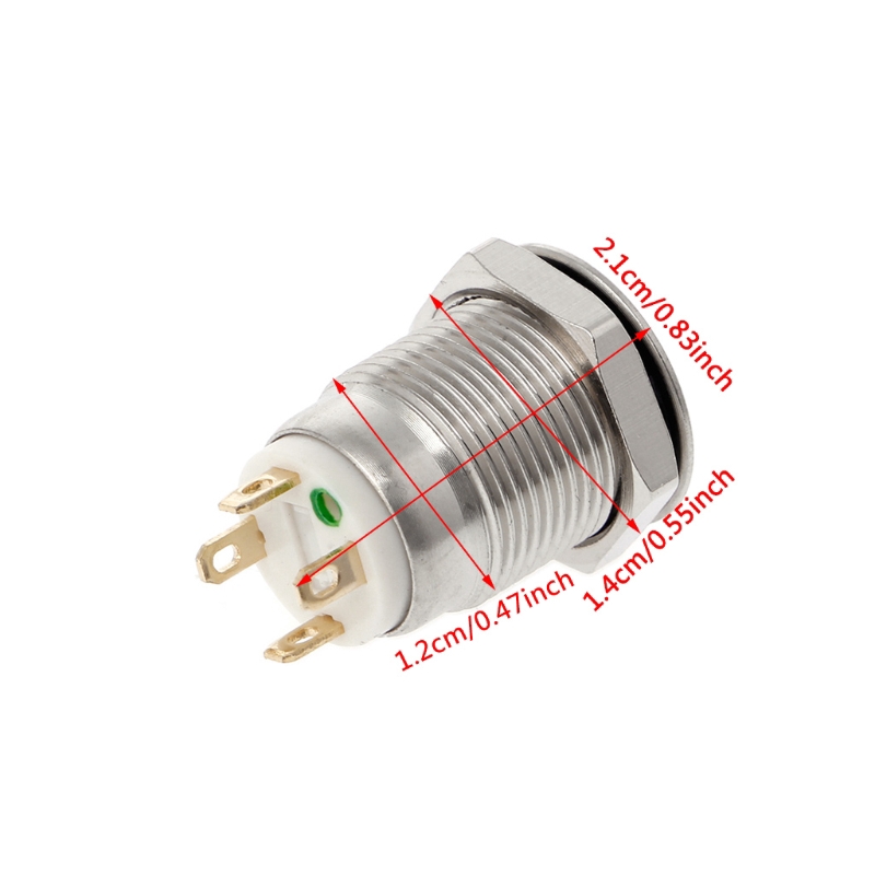 Saklar Tombol Tekan Momentary LED 12mm 3A / 220V DC untuk Perahu / Mobil