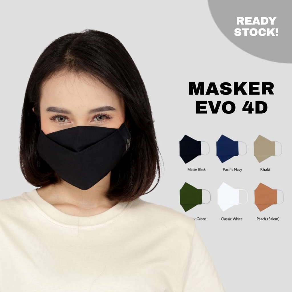 Masker Kain 4D Evo PlusMed w/ Earloop ( 3 Ply ) Masker kain 3 lapis Premium Reusable
