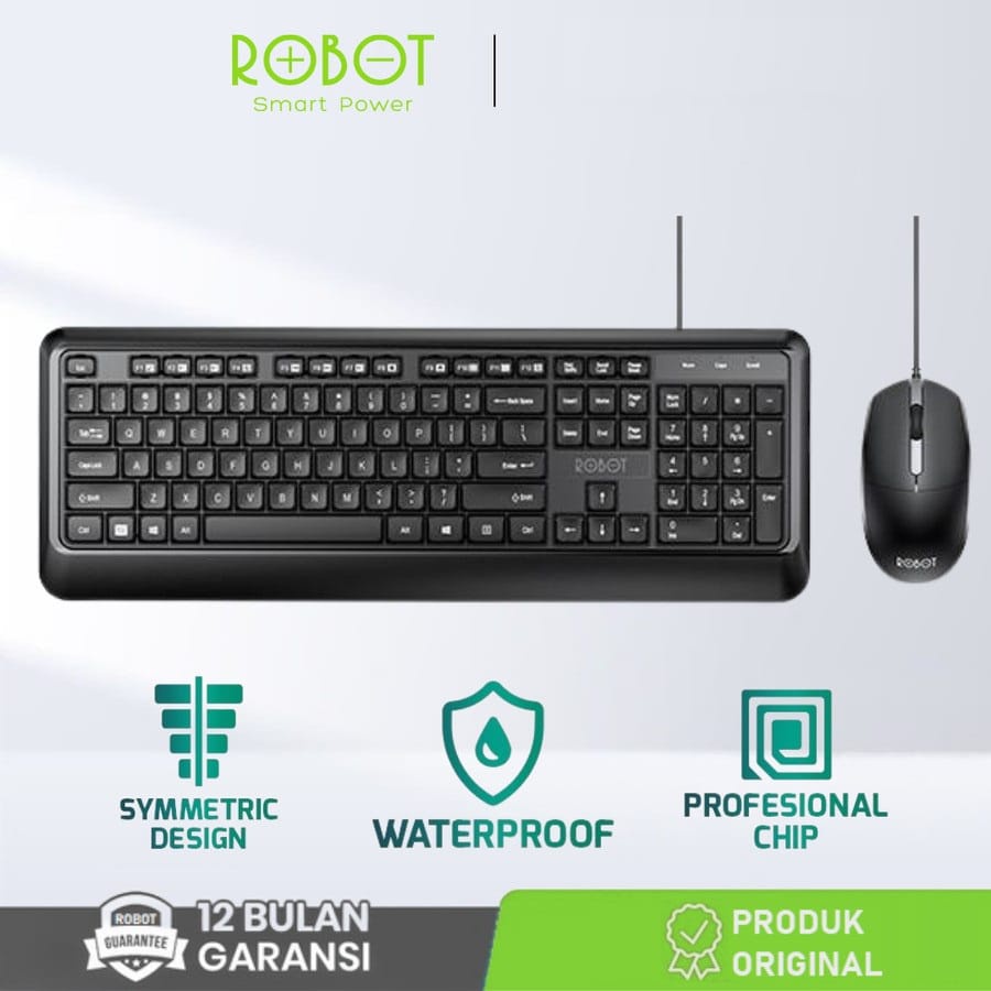 C_    KEYBOARD Wired ROBOT KM2600 Combo Optical Mouse USB - ORIGINAL Garansi Resmi