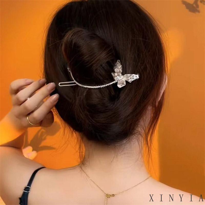 Jepit Rambut Bentuk Kupu-Kupu Bahan Metal Gaya Retro Untuk Wanita