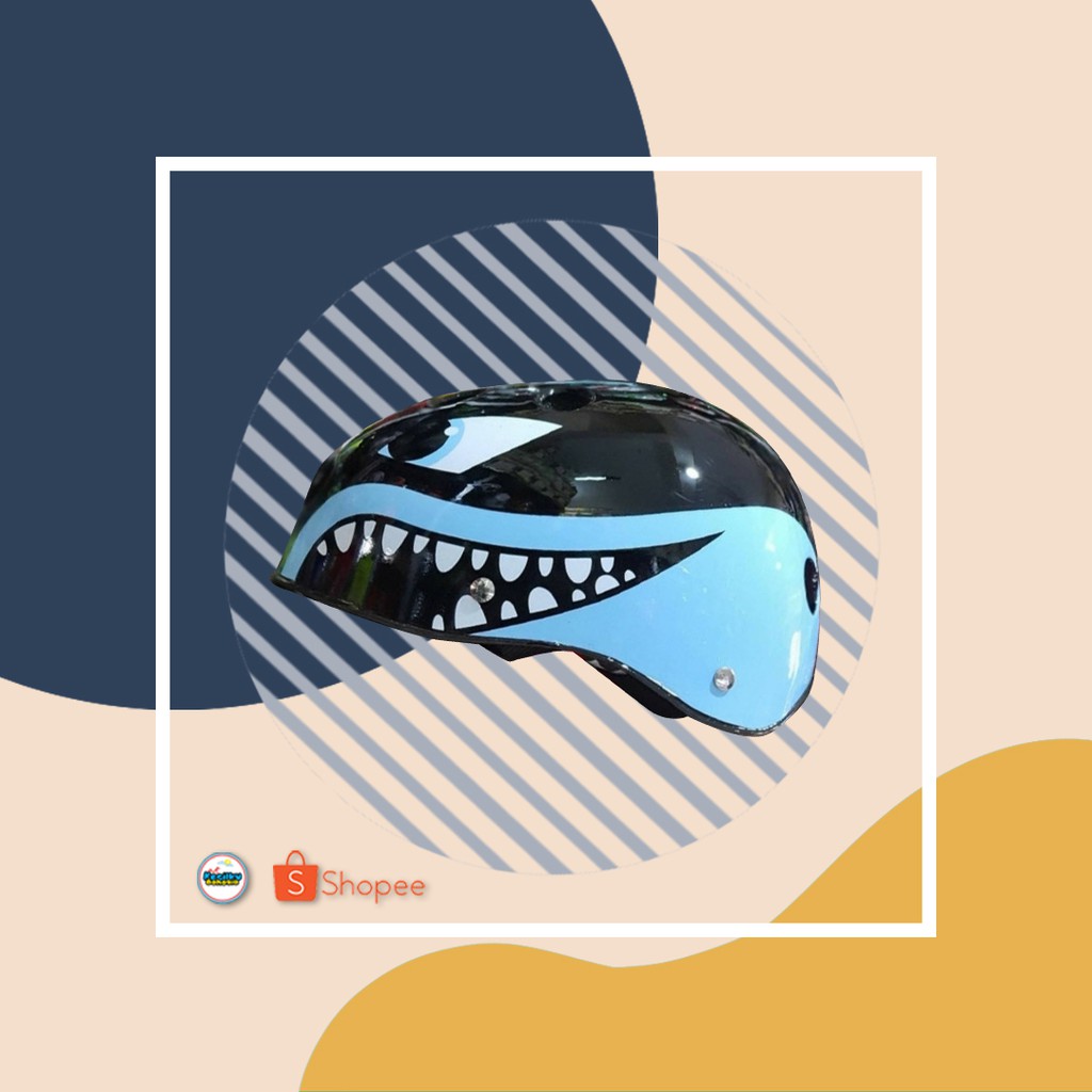 Helm sepeda Monsa (Hitam biru hiu)