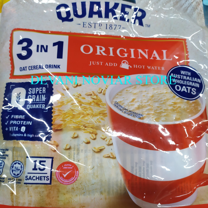 

QUAQER 3in1 Oat Cereal Drink Original 15pcsx28gram