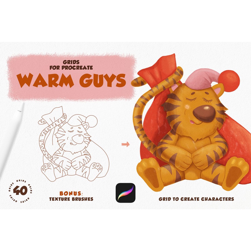 Procreate Brush - Warm Guys Grid for Procreate