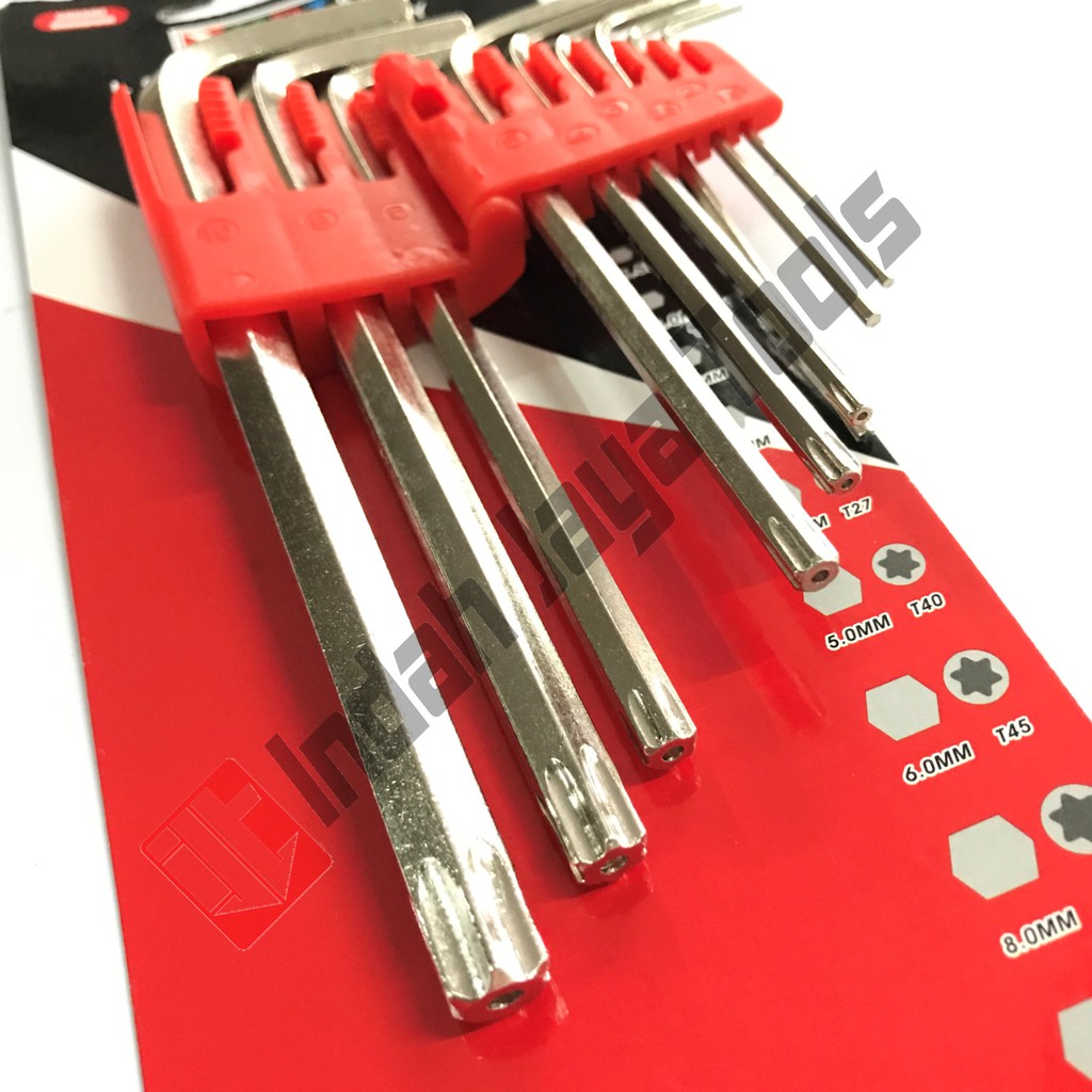 Kunci L Long + L Bintang Set Kombinasi HDT 9 pcs - Hex Torx Set Key