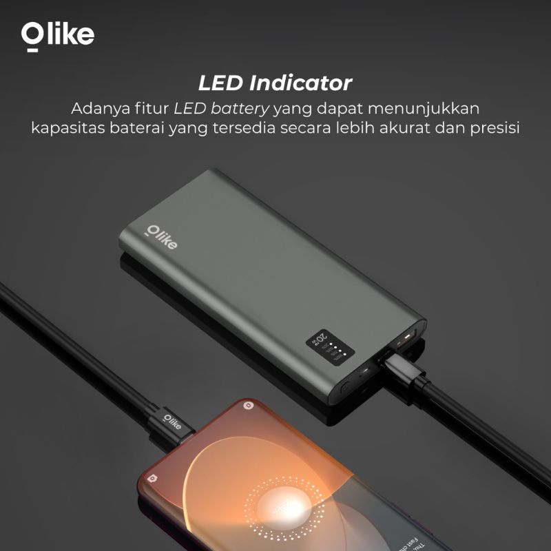 OLIKE POWERBANK 10000mAH QUICK CHARGE LED DISPLAY ALLUMINIUM ALLOY P2 GARANSI 1 TAHUN